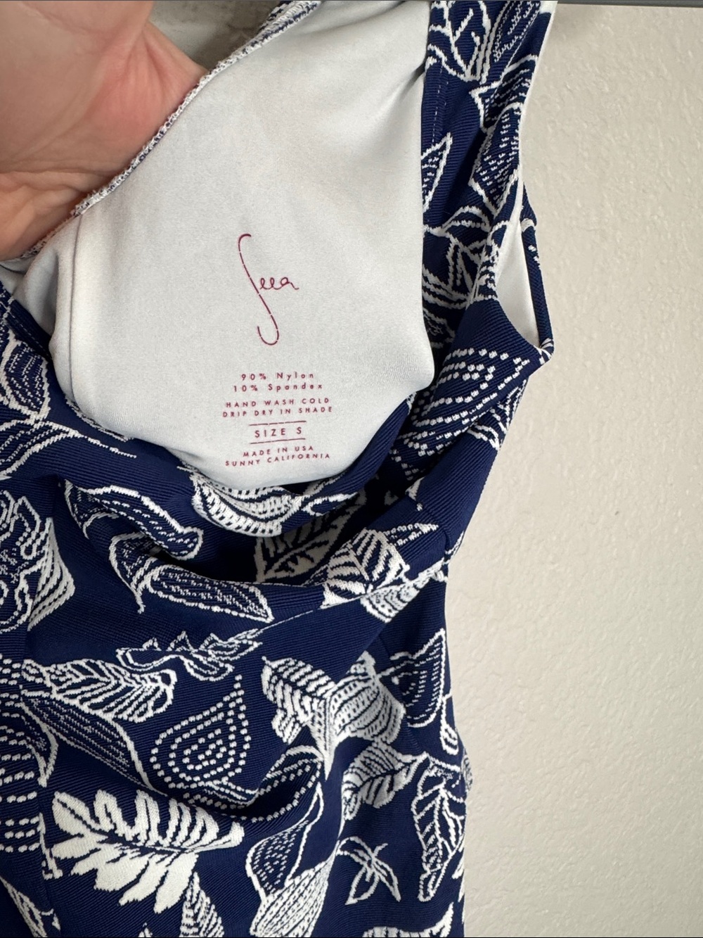 Seea Tofino One Piece Gaia Surf Swimsuit Small Coverage Blue Floral Leaf - Picture 4 of 7